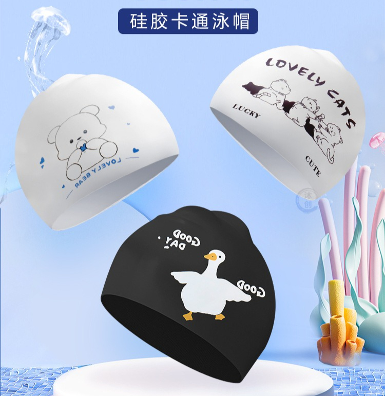 Swim Cap Silicone - Gorro de natación de dibujos animados