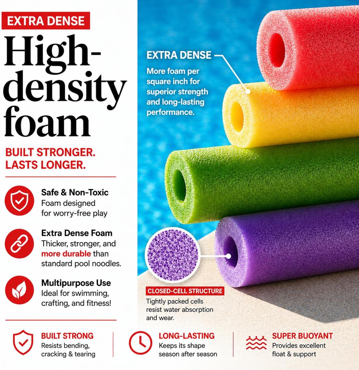 Paquete de 40 Espumillas Flota - Foam Pool Noodle reseña y precio